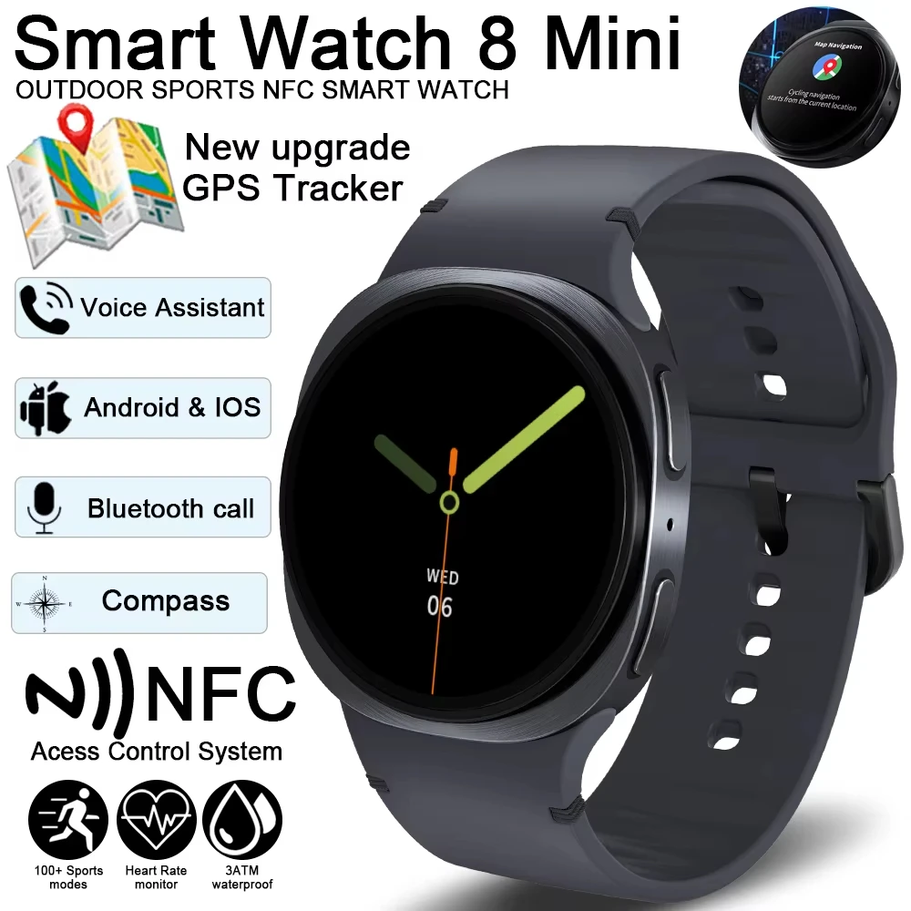 

2026 Watch 8 Mini GPS Track Smart Watches For Men Women Sport Heart Rate Bluetooth Call NFC IP68 Waterproof Compass Smartwatch