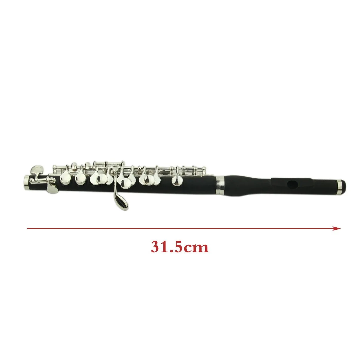 Short flute, ebony, Western style glued wood, silver plated instrument body, key playing, grading exam, flute, white copper, pro