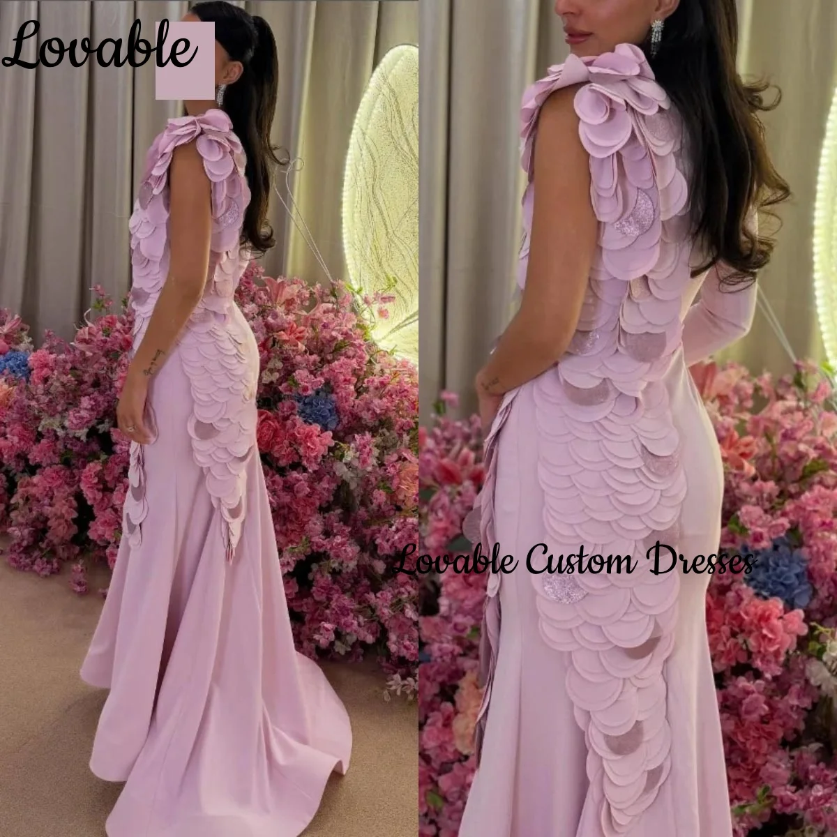 

فساتين سهرة Pink Mermaid Split Customize Scoop Neckline Elegant Prom Dresses Floor-Length Zipper Ruffle Birthday Dresses Luxury