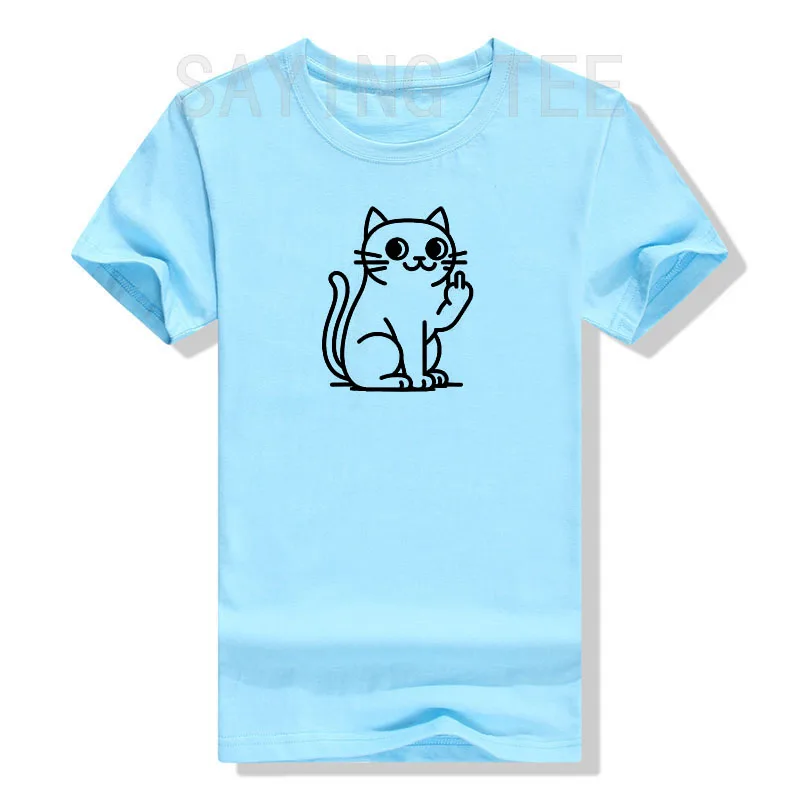 Lustige Katze für Frauen, für Männer: Katzen-T-Shirt mit abgezeigtem Mittelfinger Y2k Gruhige Katze Comic-Grafik Kleidung Weiches Baumwoll-T-Shirt – Detail 9