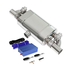 Valved Muffler Kit Center In Dual Out Remote Control Exhaust System T Style Performance Muffler Vacuum Valve Car Accessories