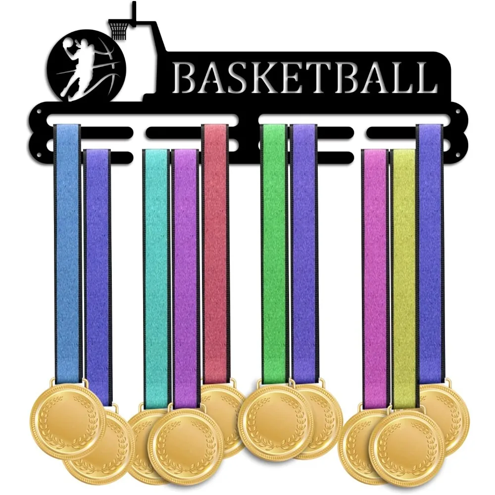 

Sport Basketball Medals Display Stand, Sports Competition Medal Holder Hook Tiered Sport Award Rack Wall Mount Metal Frame