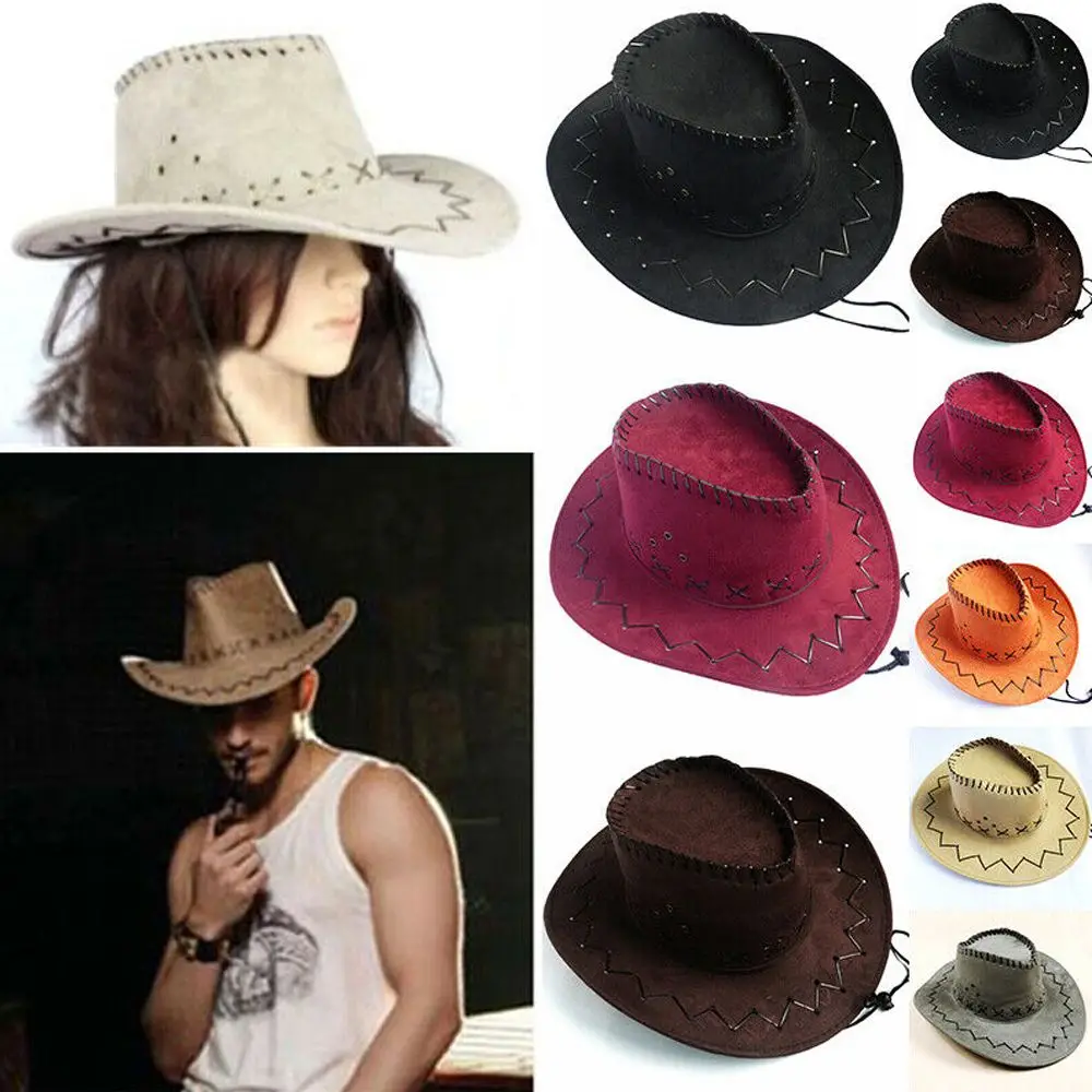 New Fashion Suede Cowboy Hat Unisex Cap West Fancy Dress Polyester