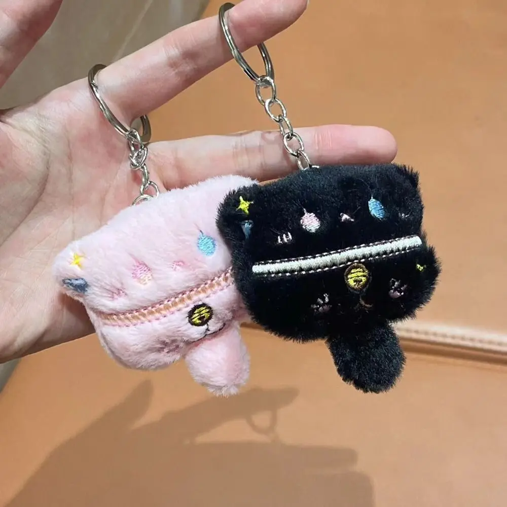 Key Buckle Rabbit Plush Keychain Backpack Charms Korean Style Cartoon Cat Plush Pendant Cartoon Cute Cat Plush Keyring