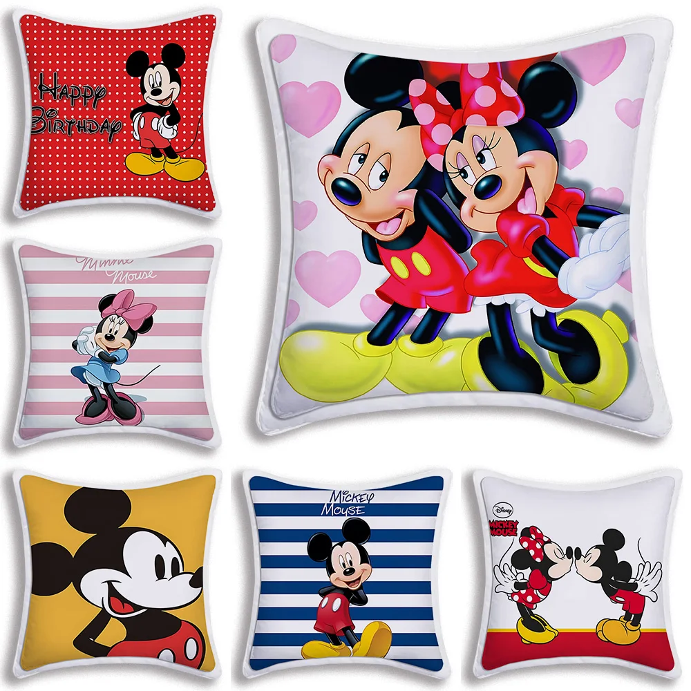 

Disney Kawaii Mickey Minnie Cartoon Pillow Covers Sofa Decorative Home Double-sided Printing Short Plush Cute Cushion Cover