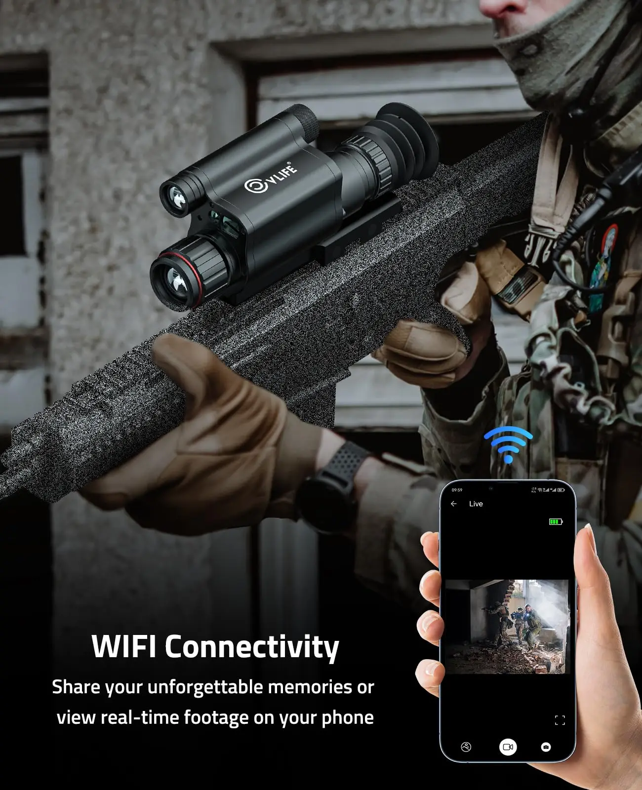 CVLIFE الذكية للرؤية الليلية بندقية نطاق الليزر Rangefinder الباليستية آلة حاسبة سجل واي فاي نطاق عالية الوضوح #6