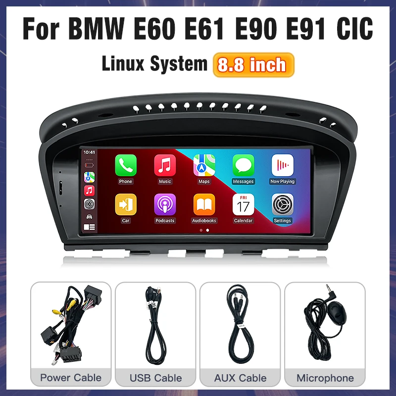 8,8 inch Linux autoradio voor BMW E60 E61 E90 E91 CCC CIC draadloze CarPlay Android Auto multimediaspeler BT auto video carplayers