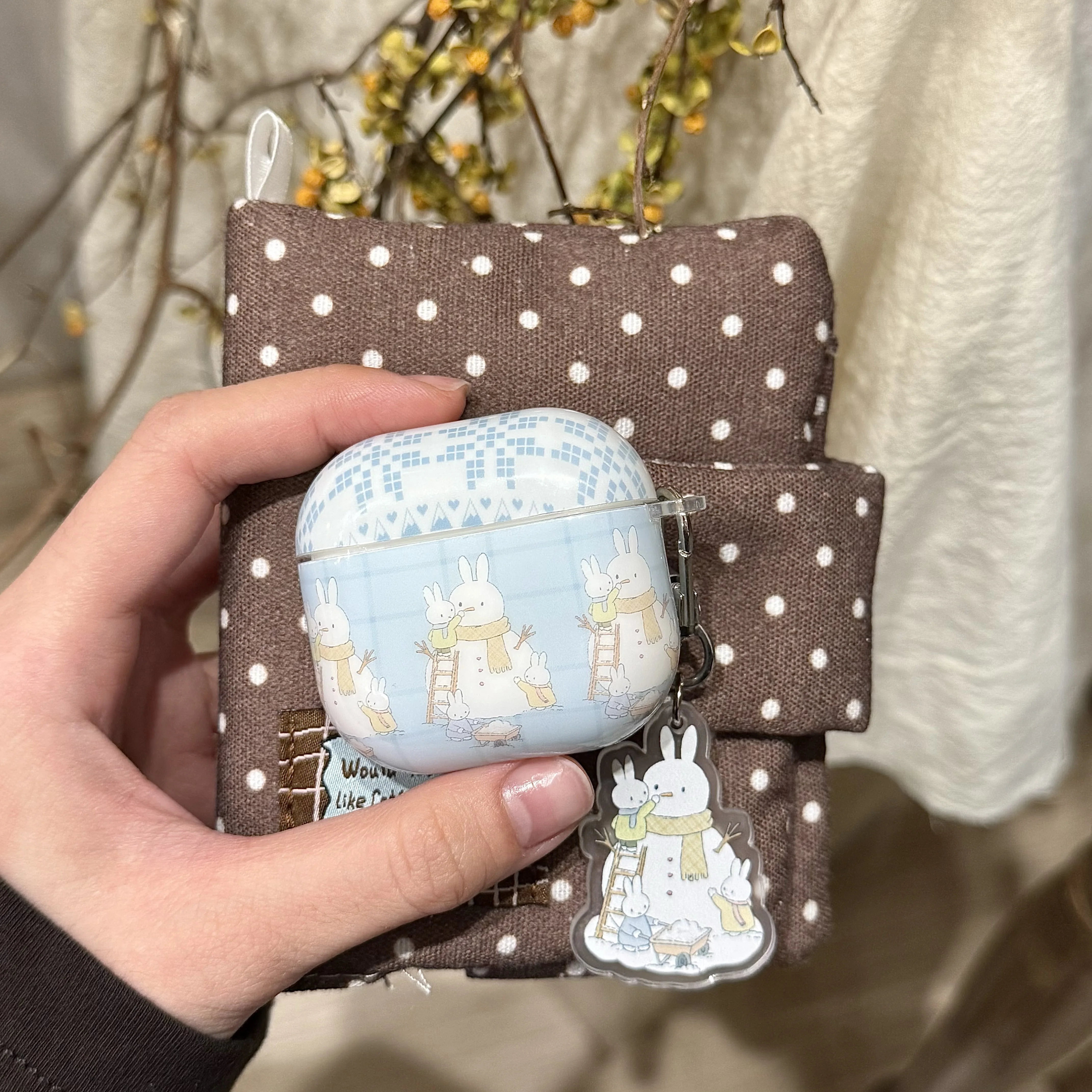 

Cute Plaid Cartoon Rabbit Headphone Case Cover for Apple Airpods Pro 3 Pro 2 Airpods 4 3 2 Cover With Charm Earphone Funda Cases