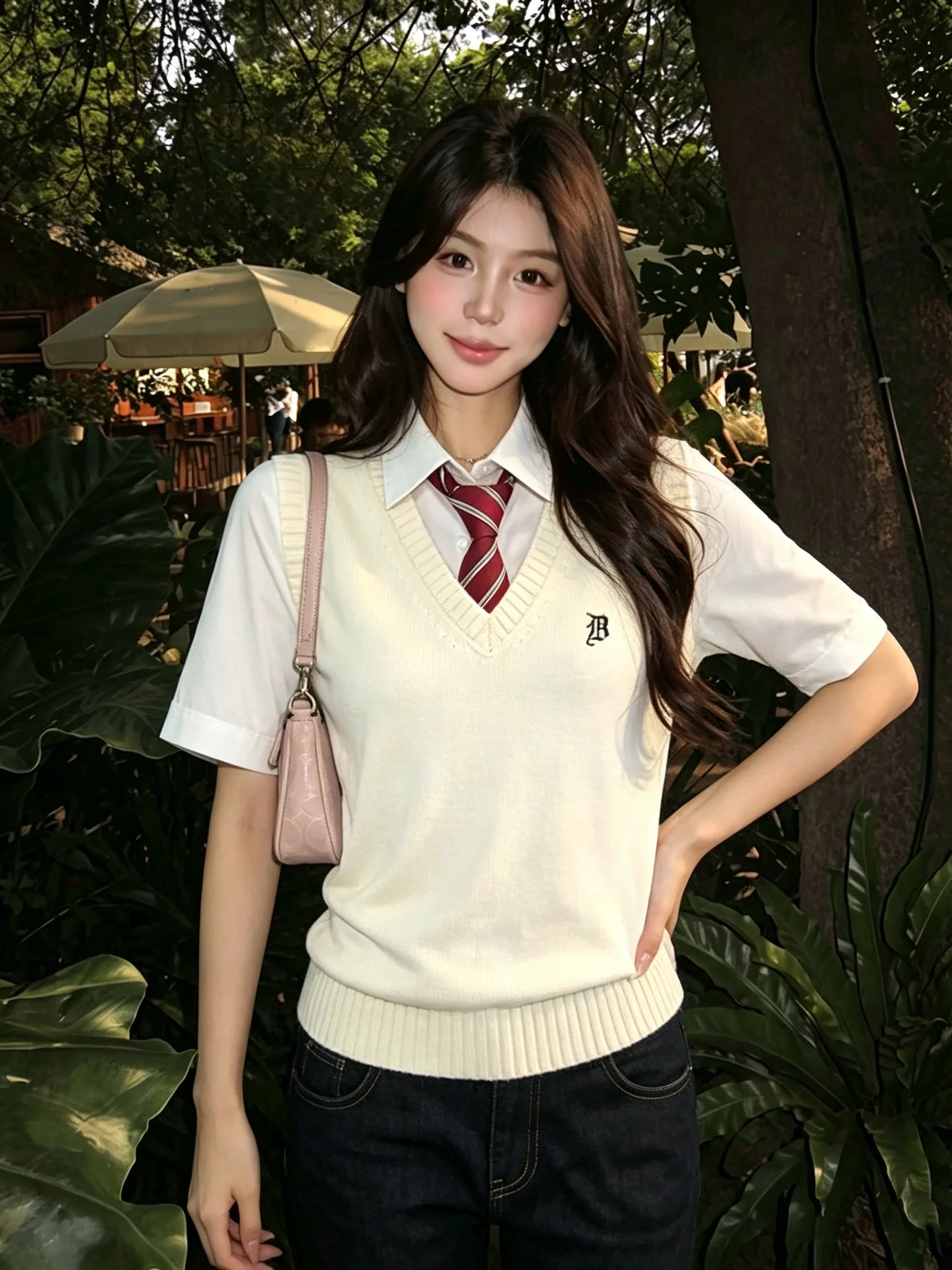 JK Uniform Set Vest Women's Knitted Sweater Layering Student School Uniform Summer Japanese Style College Fashion Polyester