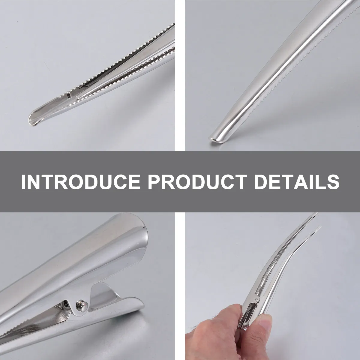 

12Pcs Large Duckbill Hair Clips Metal Alligator Clips Stable Strong Teeth Hair Salon Hairdressing Tools Silver