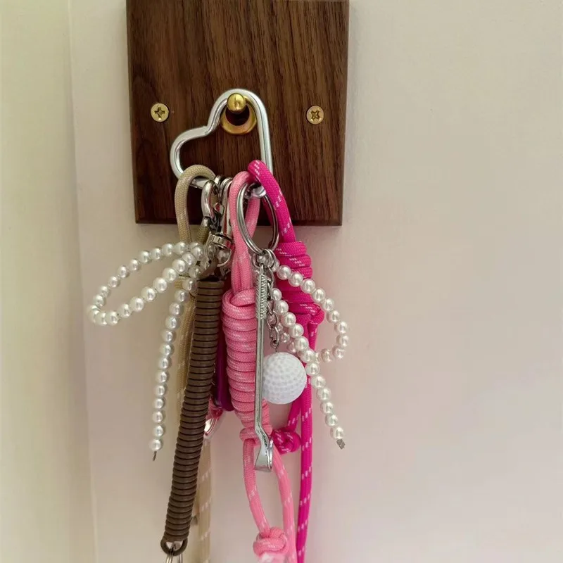 

Keychain DIY Creative Weaving Rope Pendant White Bowknot Heart Bag Decoration Women Girls Gifts Handmade Jewelry Ornament