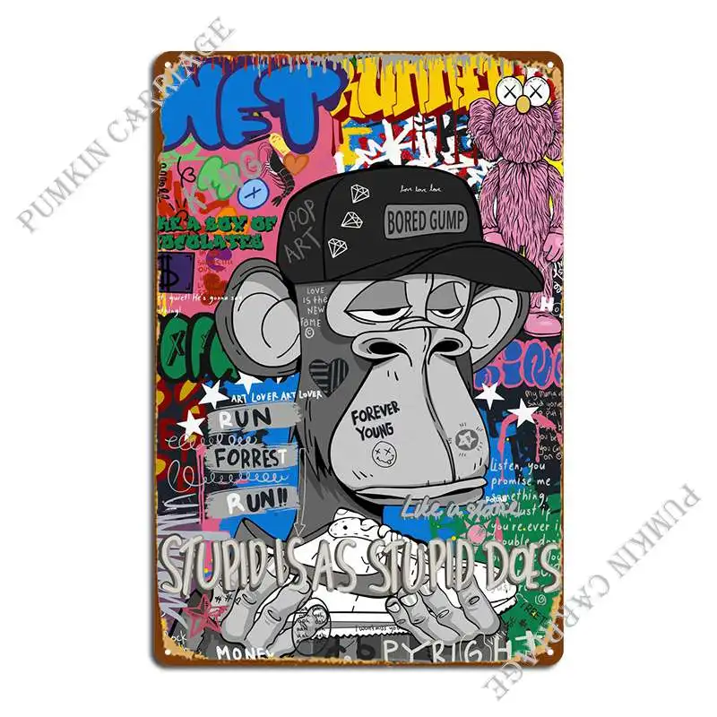 

Bored Ape Graffiti Tyle Metal Sign PaintingCave Bar Designing Tin Sign Poster