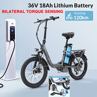 C20 Foldable Electric Bicycle, Dual torque sensor, 36V 18Ah Removable Battery,60-120 km Range, 7-Speed, Disc Brakes, LCD Display