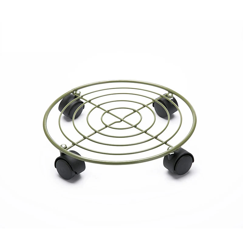 

Movable large metal flower pot, round flower holder universal wheel iron flower pot frame