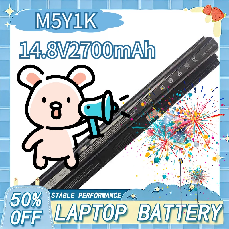 

14.8V 2700mAh High Capacity Replacement Laptop Battery for Dell M5Y1K 3458 3551 5455 5551 5558 5758 N3451 14-3451 3561 Notebook