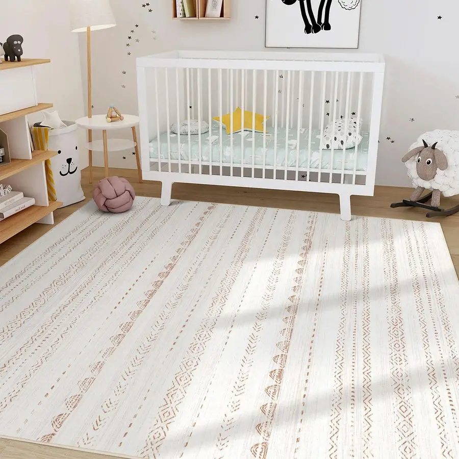 

Ковер для гостиной 5x7 футов, моющийся, в стиле бохо, большой, нейтральный, в стиле фермерского дома, мягкий, марокканский, грязеотталкивающий, для спальни, детской комнаты