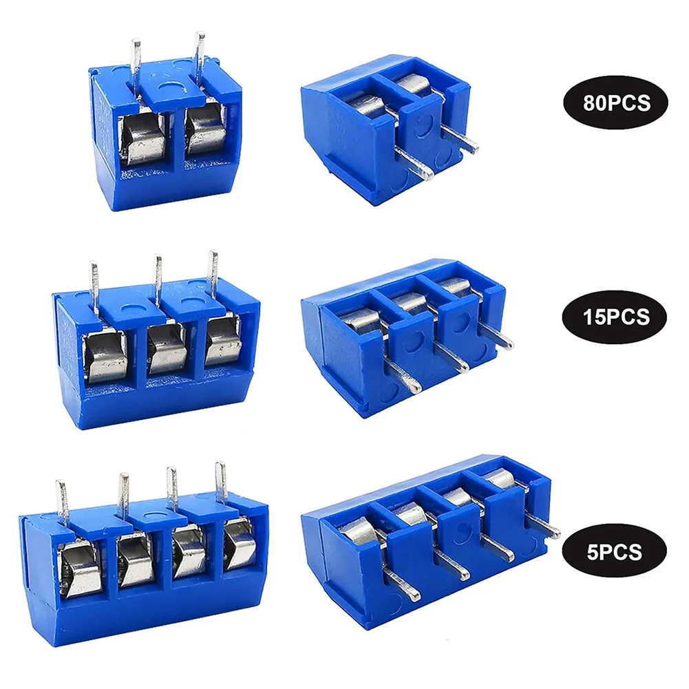 100Pcs KF301-2P KF301-3P KF301-4P PCB Screw Terminal Block 2 Pin 3 Pin 4Pin Spliceable PCB Terminal Block Connector 5mm Pitch