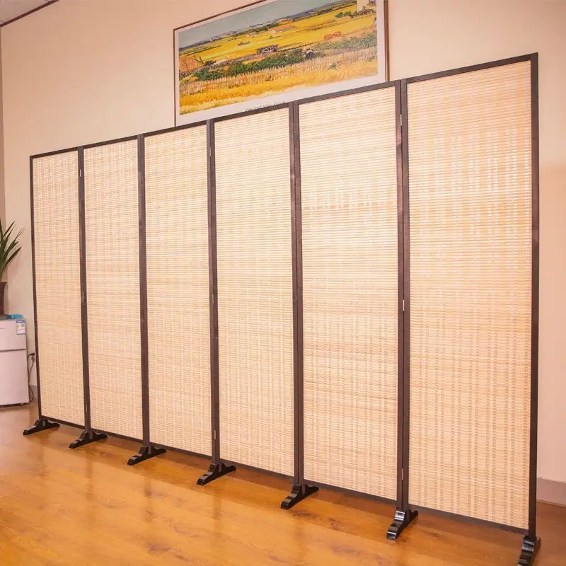 Simple 4/5/6 Panel Room Divider Folding Bamboo Screen, Movable Folding Partition Wall Separation Dividers Panels,For Hotel Home