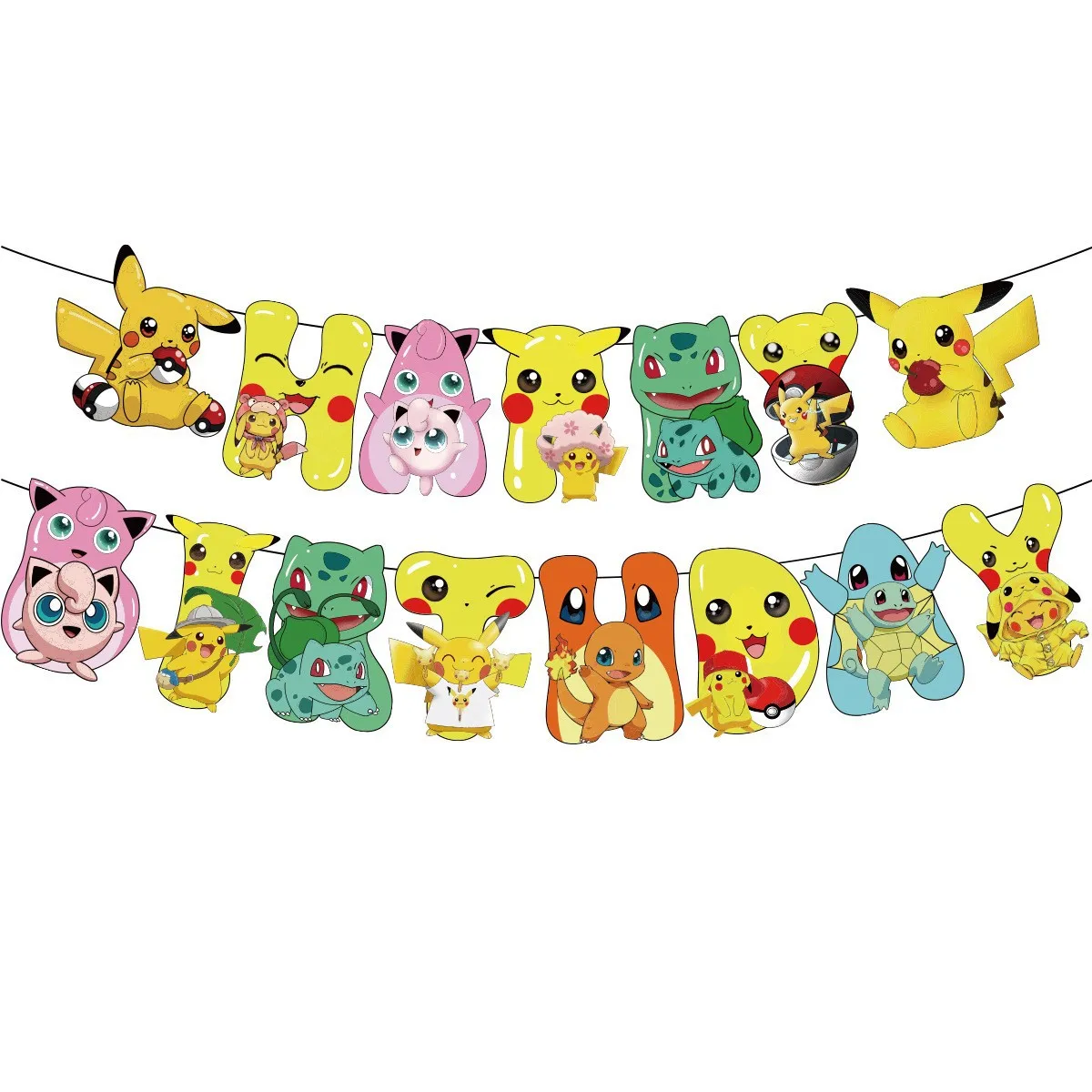 Pikachu Cartoon Anime Theme Birthday Scene Decoration Supplies Party Decorations,Banners,Balloons,Flag Pulling Party Set