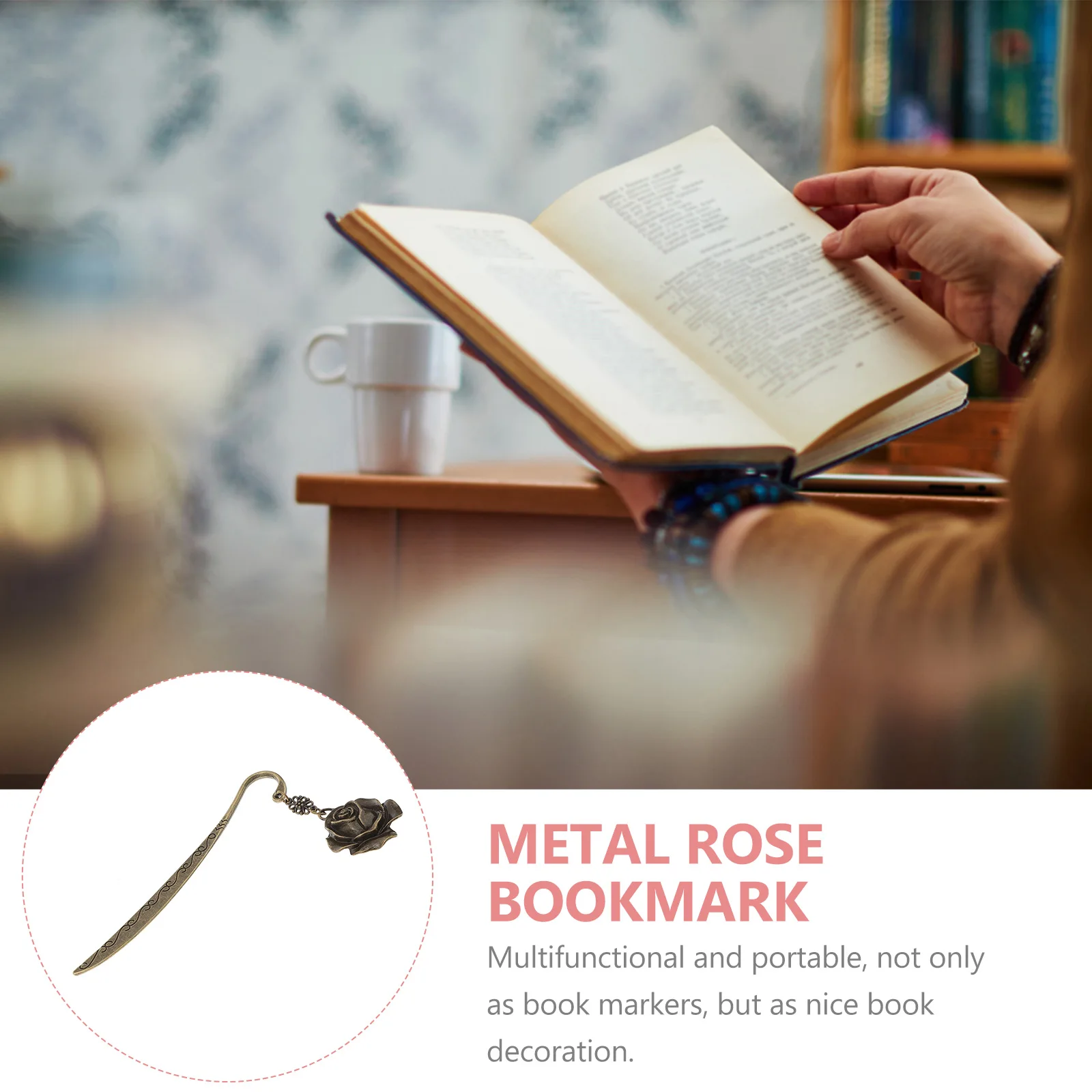 

2pcs Metal Rose Bookmark Bookmarks For Books Anti-Rust Portable Decoration Stationery Gift Students Kids