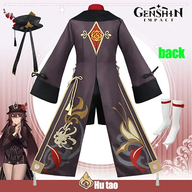 

HN8 Hutao Cosplay Costume Genshin Impact Game Uniform Wig Hat Original Rings Hu Tao Rolecos Dress Halloween Party Masquerade8…Gf