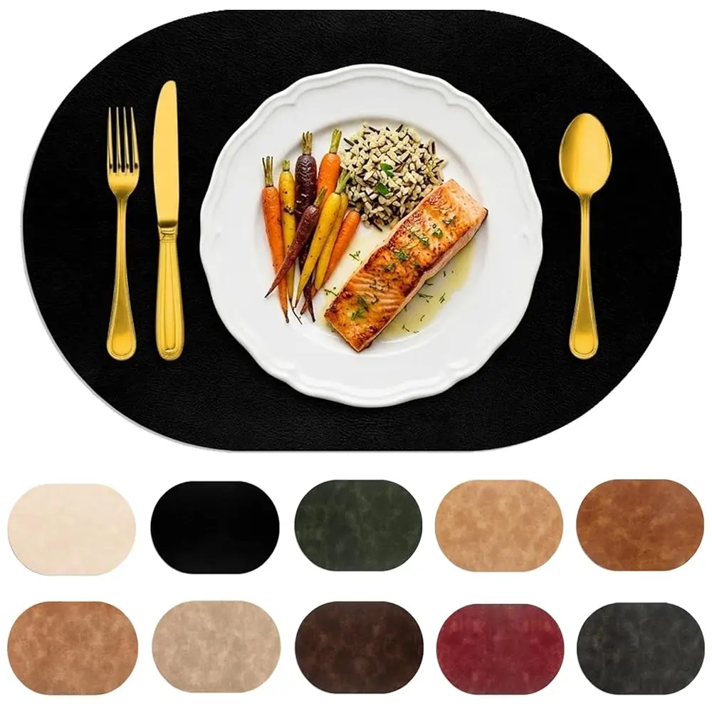 

Овальные подставки под тарелки из искусственной кожи, ультратолстые (2 мм), термостойкие, водонепроницаемые, легко моющиеся, для кухонного стола, набор