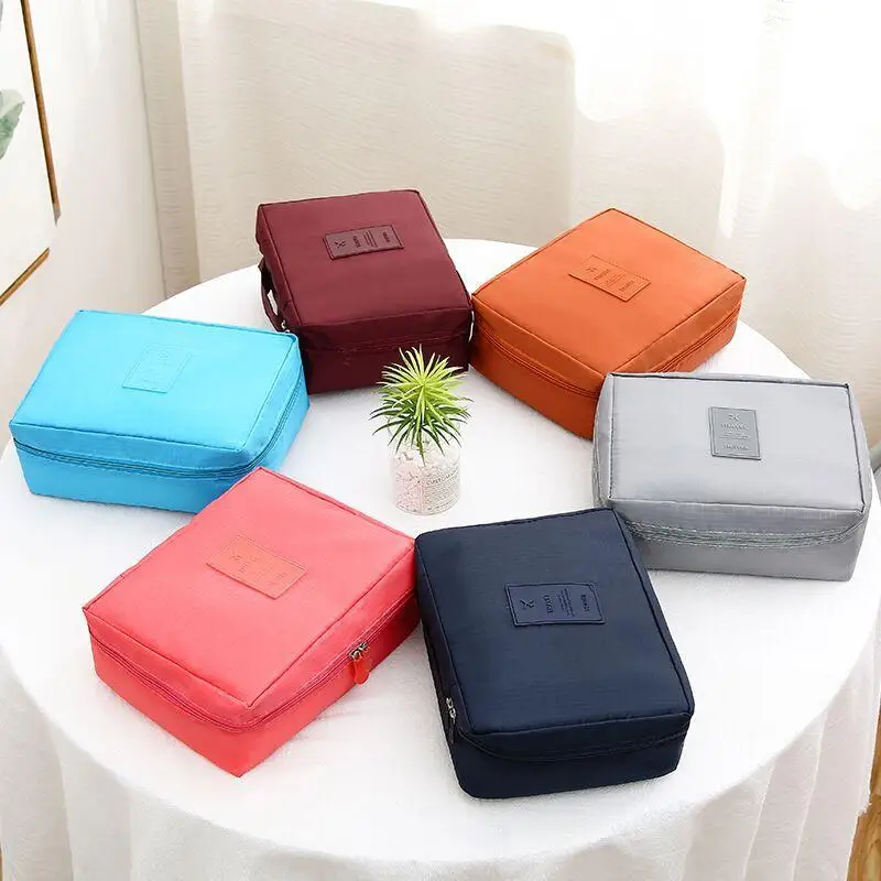 Travel Cosmetic Bag With Multi-Compartments Makeup Organizer Pouch Hand-held Toiletry Storage Bag For Personal Care Items
