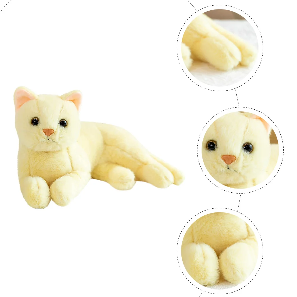 Jouet en peluche en forme de chat pour enfant et bébé, jouet décoratif blanc, simulation d'animal