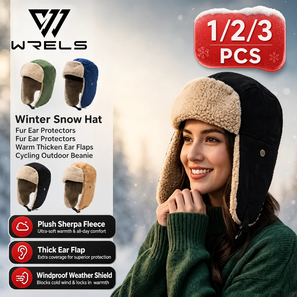 Winter Trapper Hat Plush Ear Flap Ushanka Hat Warm Bomber Cap Windproof Skiing Snow Hat Men Women Thermal Aviator Gorras