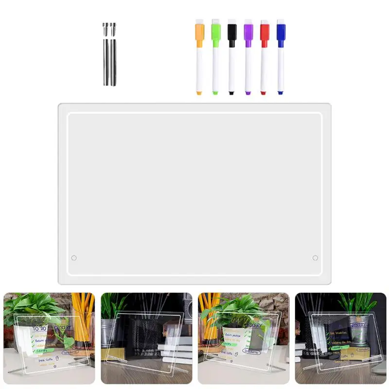 1 Set Office Desk Clear Acrylic Writing Board Tabletop Memo Message Daily Planner Board Practice Whiteboard