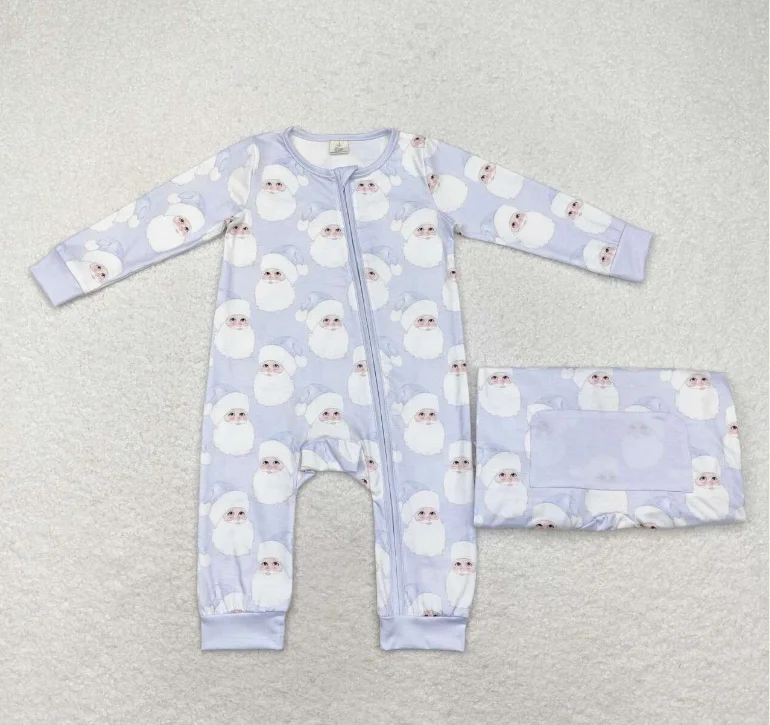 طفل صبي فتاة سانتا طباعة الأخوة عيد الميلاد الخيزران السروال القصير الأطفال الوردي والأزرق حللا الملابس