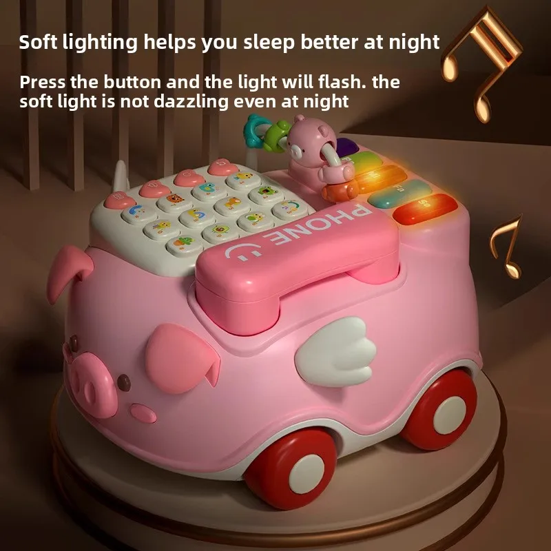 Brinquedos musicais multifuncionais para crianças, aprendizagem interativa, porco, máquina de história, bebê, educação precoce, brinquedo montessori