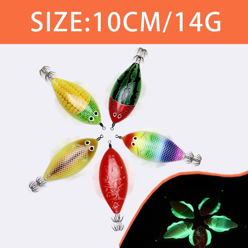 2 قطعة 14 جرام التوازن الروبيان كما الطعم الثابت متوهجة خشبية الروبيان الحبار هوك محاكاة الطعم مجنح الطعوم الصيد السحر صيد السمك #3