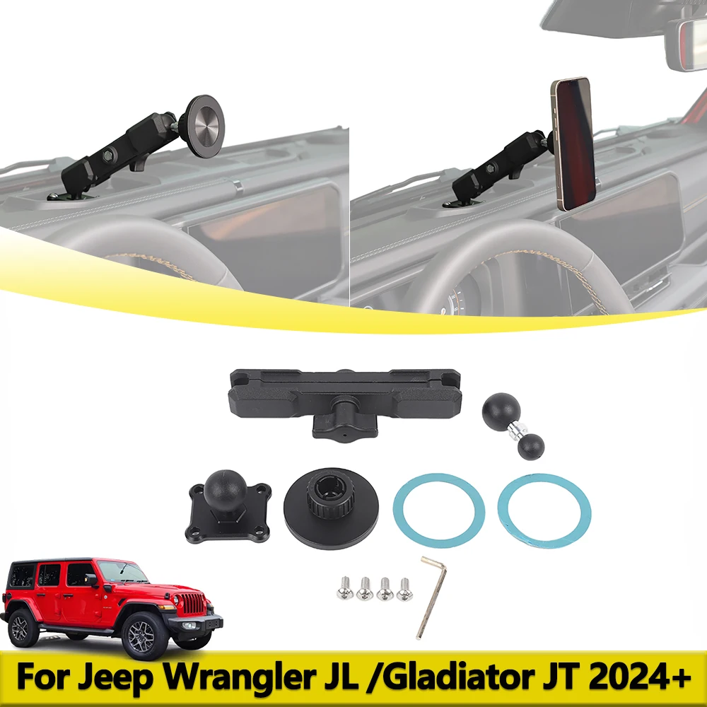 

Магнитный держатель телефона на центральной консоли для Jeep Wrangler JL Gladiator JT 2024 2025, кронштейн для телефона на приборной панели, подставка, автомобильные аксессуары