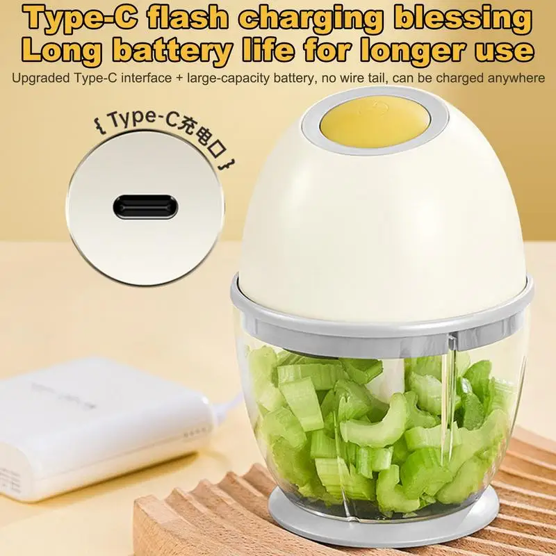 500mL Electric Garlic Chopper LargeCapacity Powerful Garlic Masher USB Charging Multi Function Kitchen Fruit Meat Vegetable tool