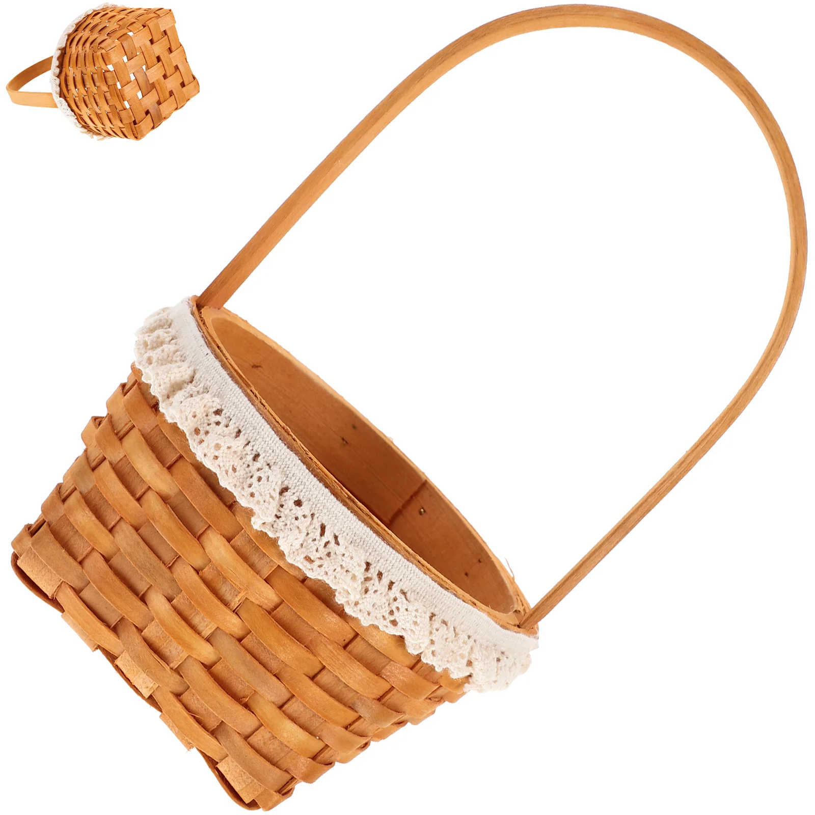 

Woven Wooden Lace Basket Multifunctional Storage Baskets Flower Decor Tiny Photo Prop Rattan Durability Practicality Home