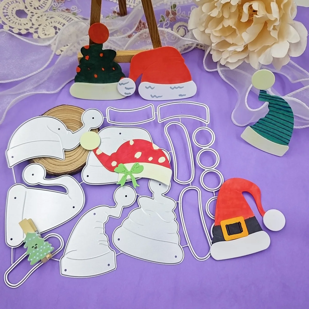 Different Styles of Santa Hat Metal Cutting Dies are Suitable for DIY Greeting Cards, Holiday Themes and Christmas