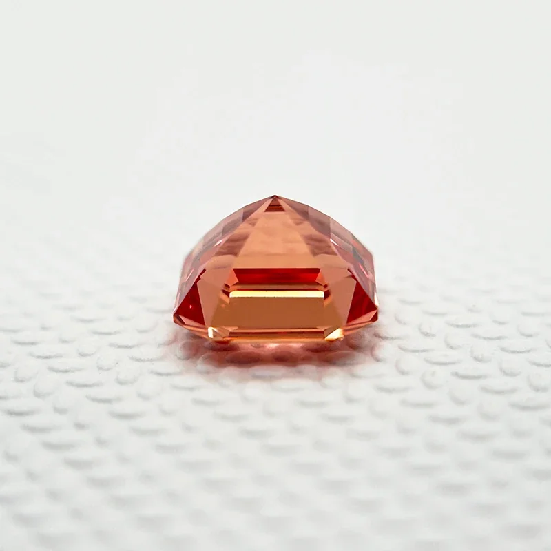 Top Laborgezüchteter Saphir Asscher-Schliff Sonnenuntergangs-Orange Farbe Wählbares Zertifikat – Detail 8