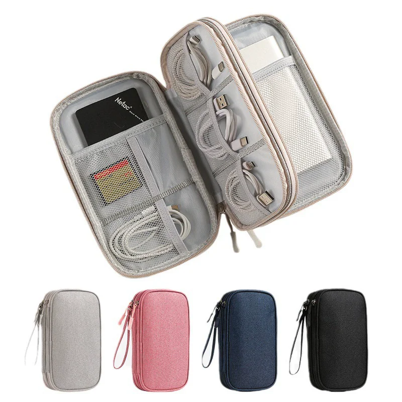 

Data Cable Storage Bag Travel Charger Cable Organizer Bag Waterproof Portable Carry Case Double Layer USB Cable Cord Storage Bag