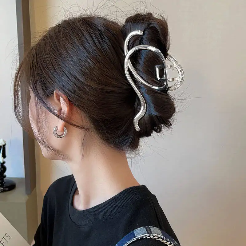 女性シルバーゴールドカラー不規則なヘアピンパンク金属髪爪クリップバレッタガールヘアアクセサリーポニーテールヘアクリップ帽子