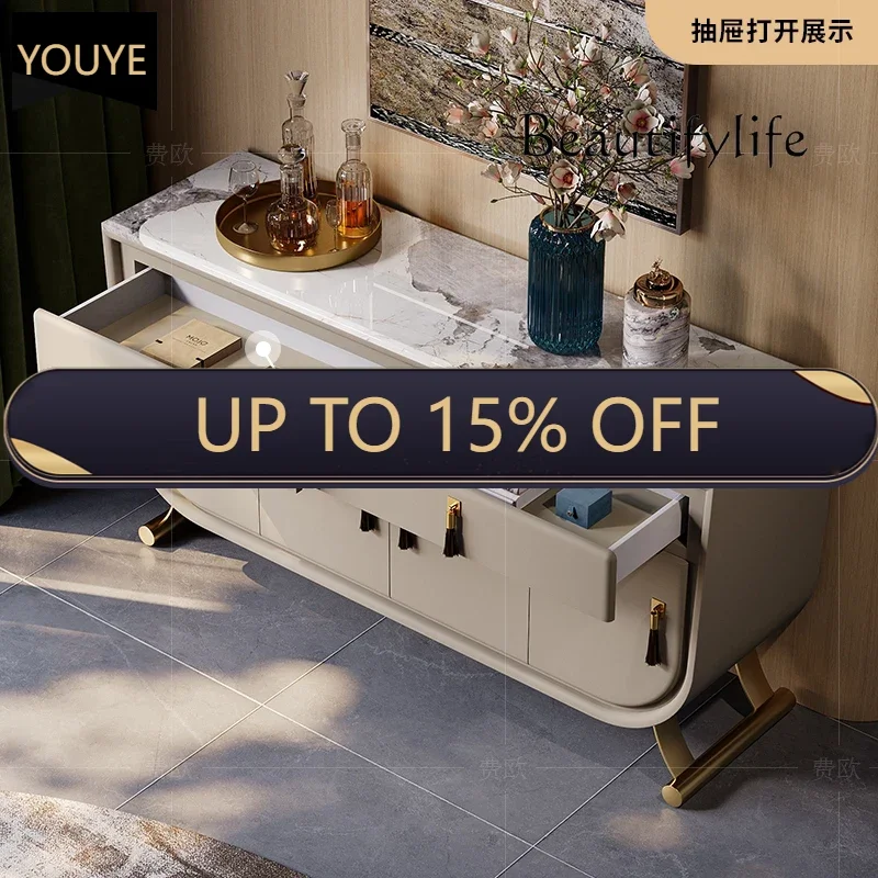 

A Light Luxury Dining Side Cabinet Storage Italian Postmodern Villa Large Flat Floor Marble Advanced Entrance Shoe Cabinet