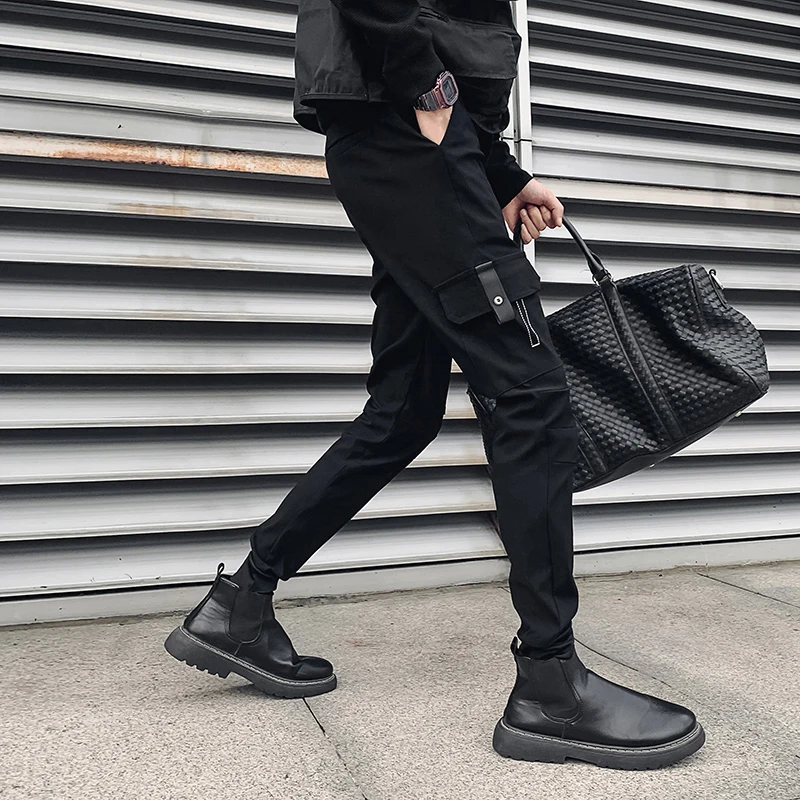 

American Style Workwear Pants Men's Spring Autumn Cuffed Motorcycle Riding Trousers Functional Style Casual Pants Youthful En...