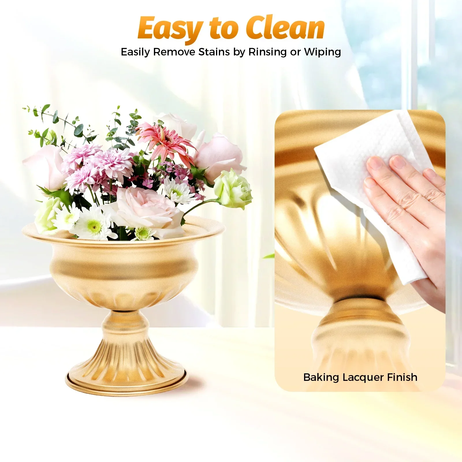 

NEW 10 Trumpet-shaped Gold Vases for Wedding Table Centerpieces and Reception Decorations, Home Flower Stand