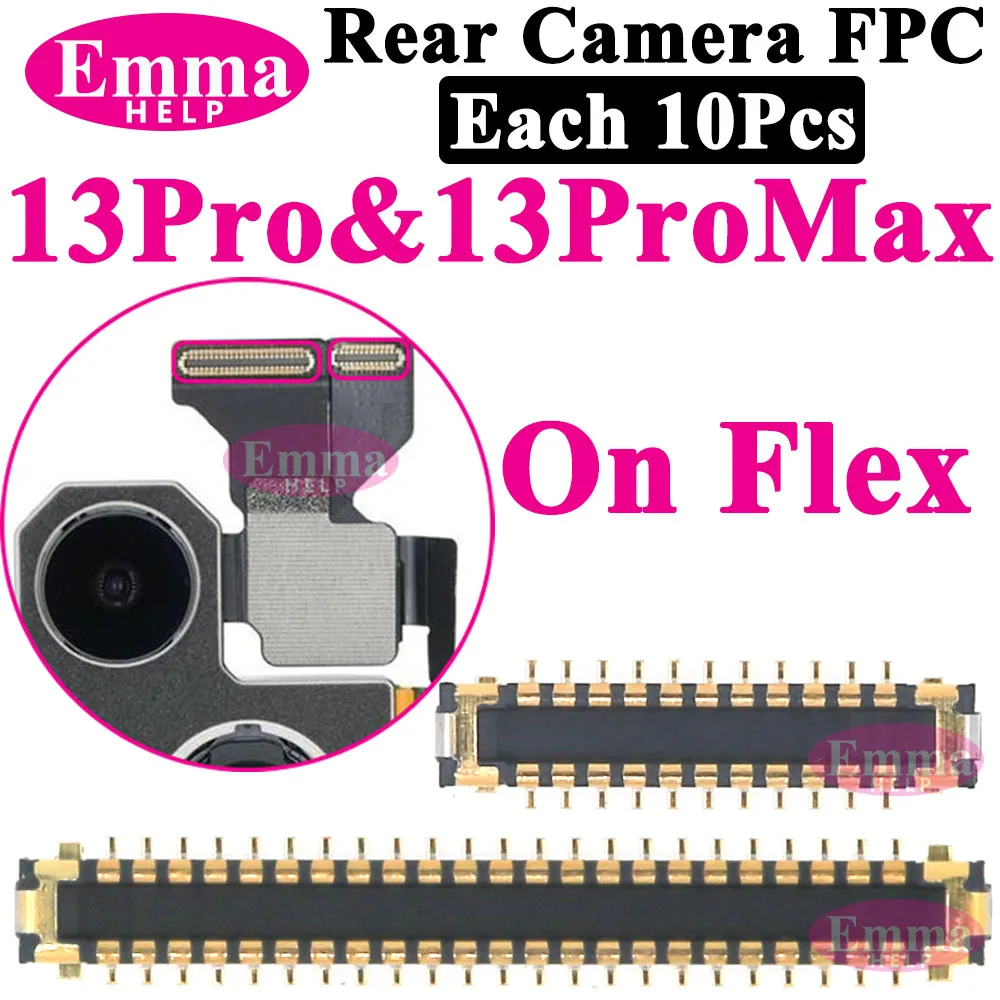 10Pcs Back Rear FPC camera FPC Connector for iPhone 11 12 13 14 Pro Max Plus XS On Flex Logic Board Flex Cable Phone Accessories