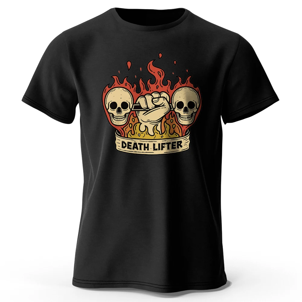 Herren Death Lifter bedrucktes T-Shirt 100% Baumwolle übergroße lustige grafische T-Shirts für Männer Frauen Sommer Tops