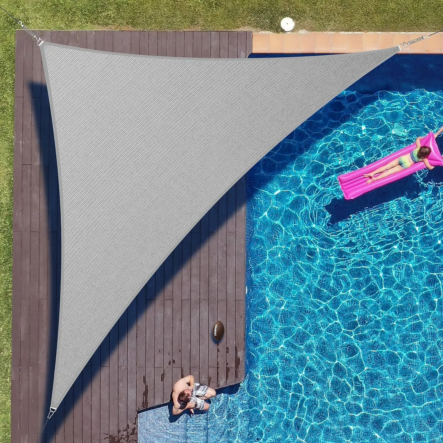 

16' x 16' x 22.6' Grey Right Triangle CTAPRT16 Sun Shade Sail Canopy Mesh Fabric UV Block UPF50 - Commercial Heavy Duty - 190