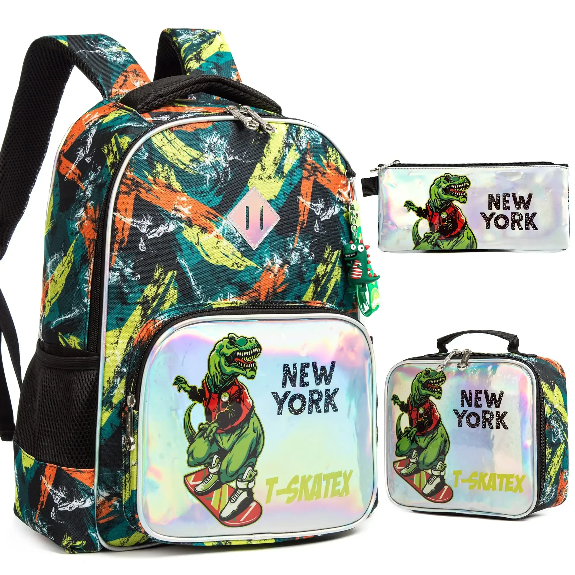 BIKAB 3pcs School Backpack Kids Bags for Girls  Boys School Bags Astronaut Backpack with Dinosaurs and Kawaii Cartoon for Kids