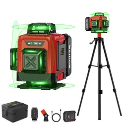 WEIDDW Laser Level 4D 16 Lines with 39.37 Inch (1M)Tripod Horizontal Vertical Green 360° Self-leveling Professional Nivel Laser