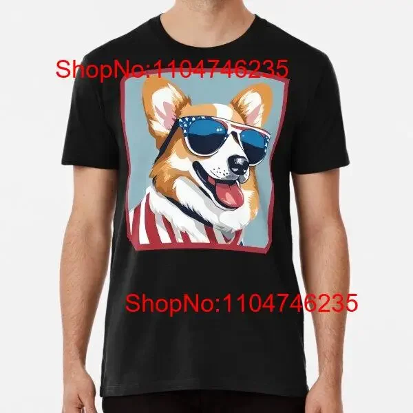 

Corgi dog with american sunglasses Premium T Shirt S 5XL vintage Washed Unisex Casual designer clothes fashion Stylish homme