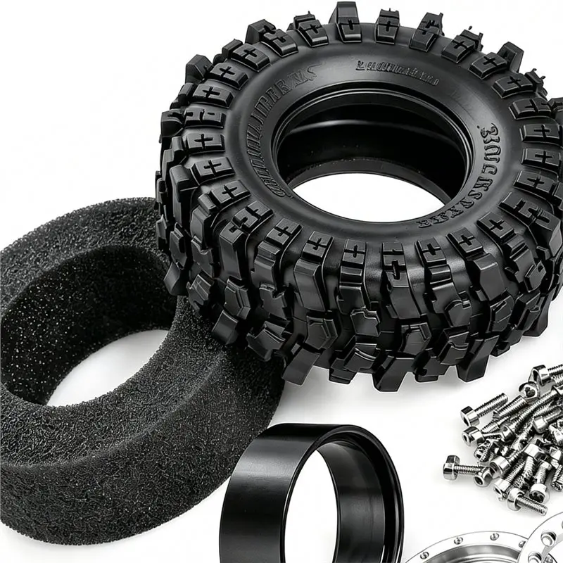 ABJA-RC Beadlock Wheel& Tire Set 1.3 Inch For 1/18 Scale For Ford Bronco Off-Road Truck MJX H18P RC Crawler Upgrade Parts